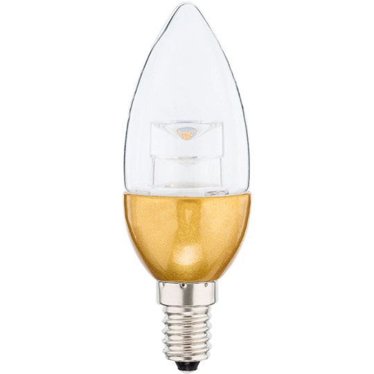 Müller-Licht LED Kerzenlampe 4,5W (30W) E14 827 180° NODIM klar/gold