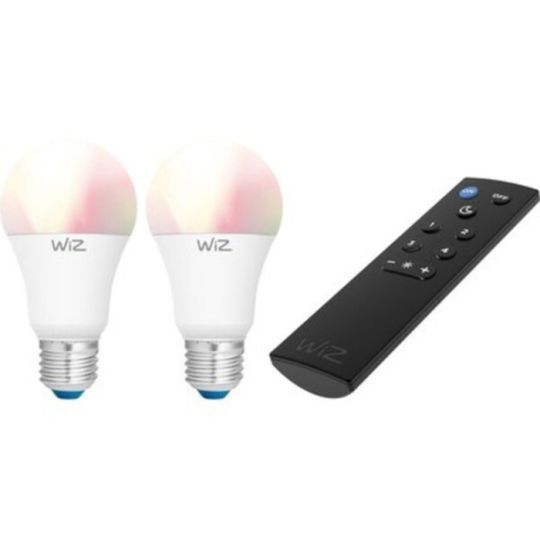 WiZ Smart LED AGL-Starterset "A60" E27 9W RGB+TW 822-865 Matt/ 60W-Ersatz inkl. Fernbedienung