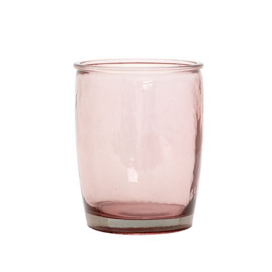 Hübsch rosanes Teelichtglas aus Recylingglas 11,5cm hoch