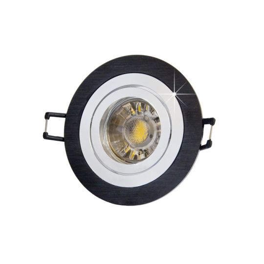 MegaLight LED Einbaustrahler Set in schwarz rund inkl. LED Leuchtmittel 5W
