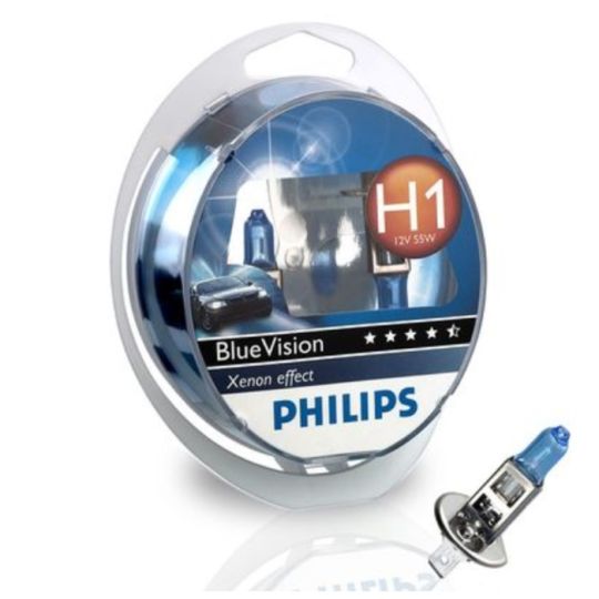 Philips KFZ Scheinwerferlampe Blue Vision H1 12V 55W P14,5S