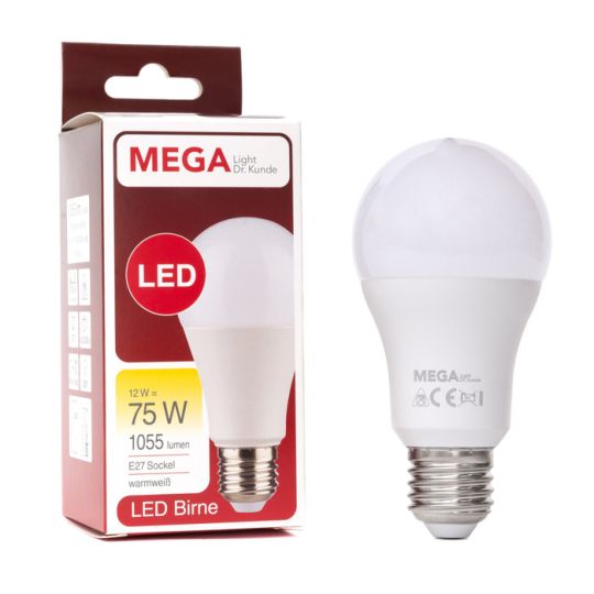 MegaLight LED Allgebrauchslampe "A60" E27 12W 827 75W-Ersatz