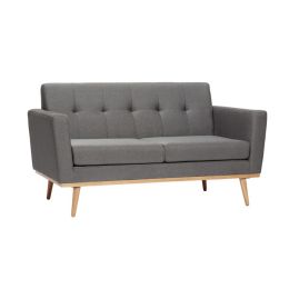 Hübsch dunkelgraues Sofa mit Holz-Beinen - Eiche massiv - 145x77cm