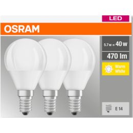 Osram LED Tropfenlampe BASE Classic 5,7W (40W) 827 E14 NODIM matt 3er-Pack