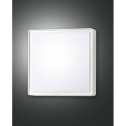 Fabas Luce weiße Außen-Wandleuchte OBAN mit Sensor 240x240mm IP65
