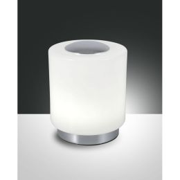 Fabas Luce verchromte LED Tischleuchte Simi 8W mit glänzendem Glas + Touchdimmer