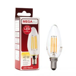 MegaLight LED Filament Kerzenlampe 4,5W (40W) E14 927 NODIM