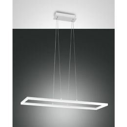 Fabas Luce längliche LED Designer-Pendelleuchte BARD 92x32cm in weiß