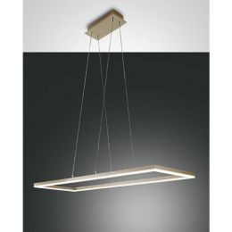 Fabas Luce längliche LED Designer-Pendelleuchte BARD 92x32cm in gold-matt