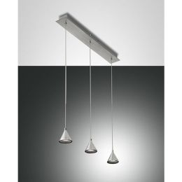Fabas Luce 3-flammige LED Pendelleuchte DELTA 24W in silber